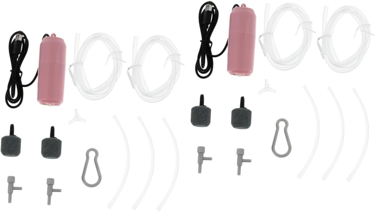 Yardwe 2 Sets Oxygen Pump for Aquarium Fish Tank Air Pump Rechargeable Energy Efficient Compact Size