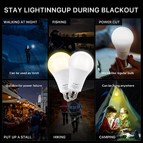 Chiphy Rechargeable Emergency Led Bulbs, E26 Emergency Backup Light For Power Outage,4-Pack, 5000K, 850Lumens, 60W Equivalent,2000Mah Lithium Battery, 4 Hours Working Time #TOP5