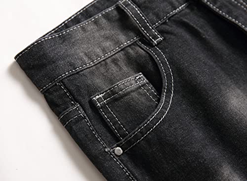 Boy's Mid Waist Ripped Distressed Skinny Fit Fashion Washed Kids Denim Jeans Pants,Black,16 #TOP2