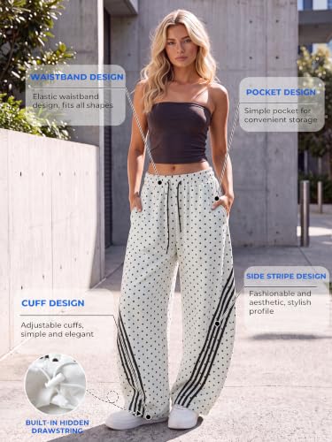 Image of EMMIOL Women's Y2K Baggy Barrel Striped Sweatpants High Waisted Wide Leg