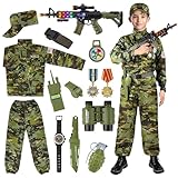 Metemot Kids Army Costume for Boys, Military Army Costume with Army Toys, Solider Boy Dress up, Halloween Costumes for Boys