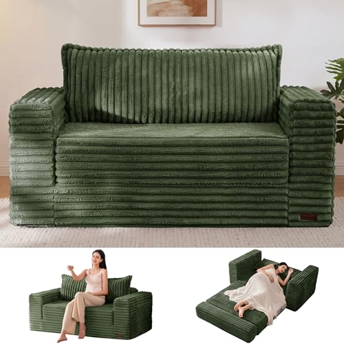 MAXYOYO Convertible Sofa Bed Pull-Out Loveseat Couch Bed for Small Space
