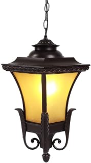 XIAOXY European Retro Chandelier Creative Glass Outdoor Pendant Light American Aluminum Villa Garden Aisle Waterproof Hanging Lamp Lantern E27 Corridor Balcony Decoration Ceiling Lighting