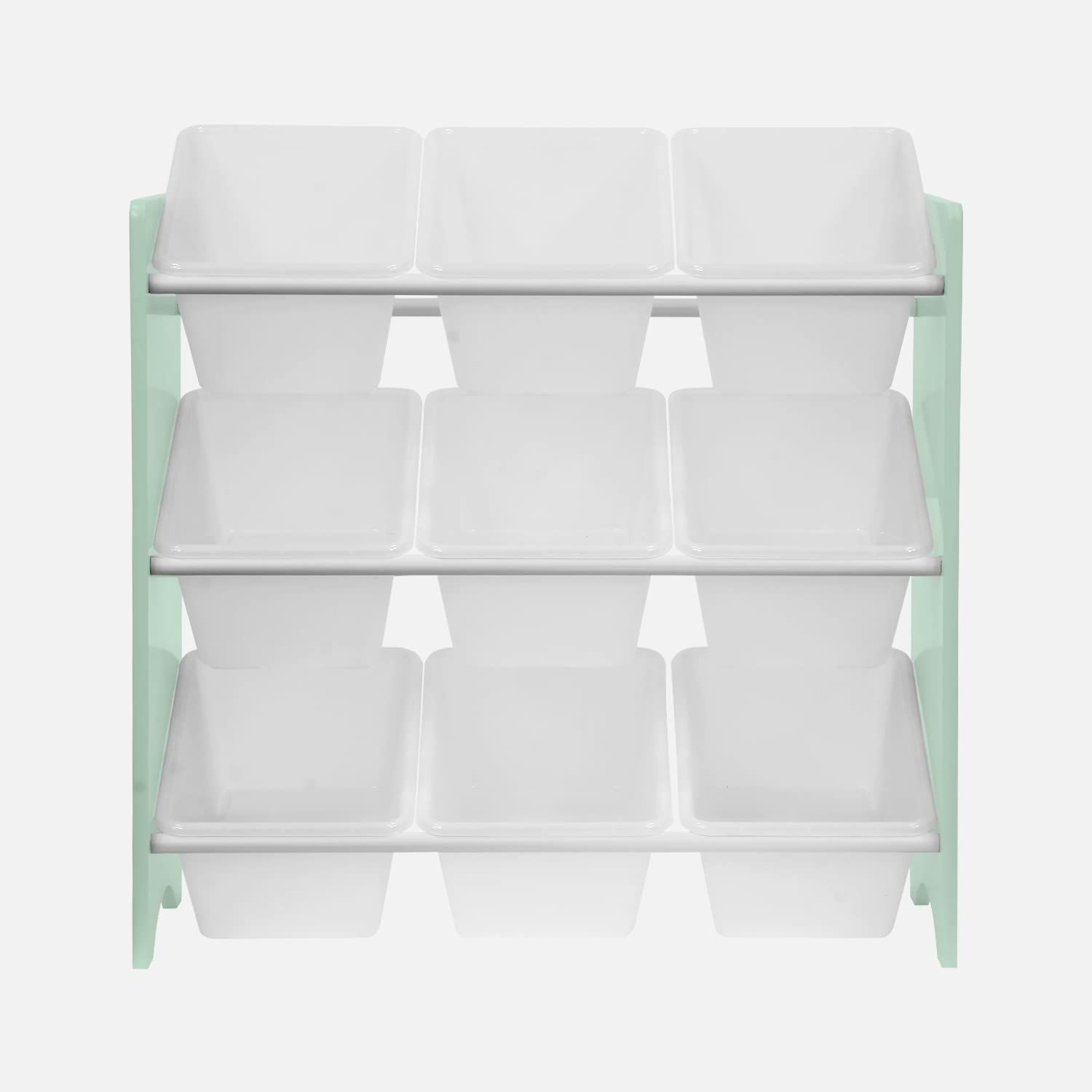 Alice's Home sweeek - Mueble de almacenaje Infantil con 9 Compartimentos, Verde celadón - Tobias - MDF decoración Madera Natural, 64x29.5x60cm