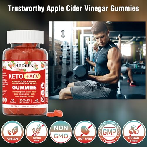 Keto ACV Gummies - 2000mg Apple Cider Vinegar Gummies with Probiotics, Vitamin B12 & B6 for Digestion, Energy Boost, Immunization & Hair Health - 60 Count No Sugar, Non-GMO, Gluten-Free for Women Men - Thumbnail 3