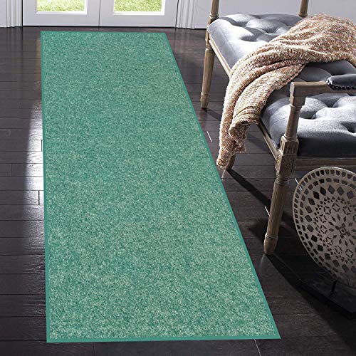 Home Queen Solid Color Custom Size Runner Area Rug Teal, 2' X 6' #TOP1