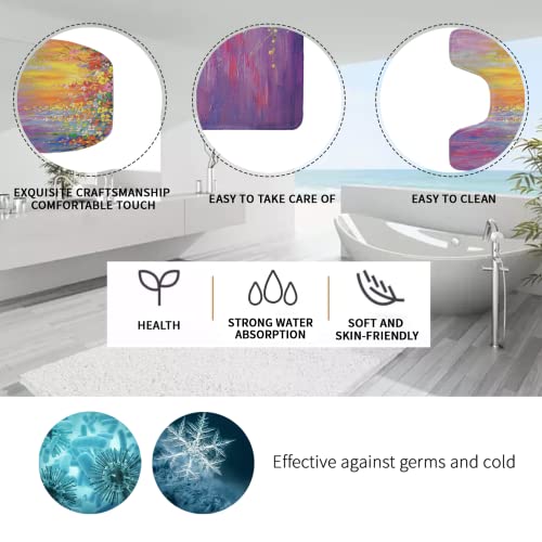 4 Pcs Purple Flower Shower Curtain Sets With Non-Slip Soft Shower Rugs, Microfiber Shaggy Water Absorbent Bath Mat,Bathroom Set Theme With Colorful Waterproof Shower Curtains #TOP5