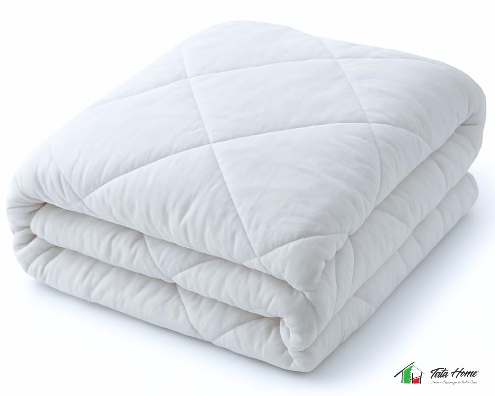 Tata Home Piumino Estivo Primaverile Singolo in Morbida Microfibra di Poliestere Piumone Letto Leggero Coperta Trapunta Sottile Colore Bianco Misura 155x200 cm Mod. Brezza