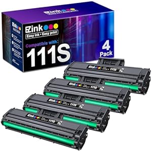 E-Z Ink Compatible MLT-D111S Black Toner Cartridge High Yield Replacement for Samsung 111S 111L MLT-D111S MLT-D111L to use with Samsung Xpress M2020W M2022 M2024W M2070W M2070FW (Black, 4 Pa
