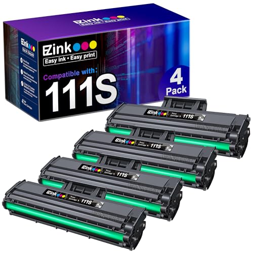 E-Z Ink Compatible MLT-D111S Black Toner Cartridge High Yield Replacement for Samsung 111S 111L MLT-D111S MLT-D111L to use with Samsung Xpress M2020W M2022 M2024W M2070W M2070FW (Black, 4 Pa
