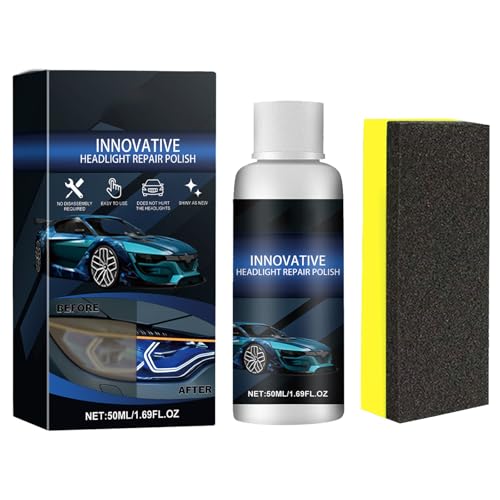 Renovateur Phare Voiture,Car Kit de Restauration de Phare de Voiture,Spray de Polissage de Renouvellement de Phares de Voitures Innovant,Vernis de Réparation de Phares,50ML