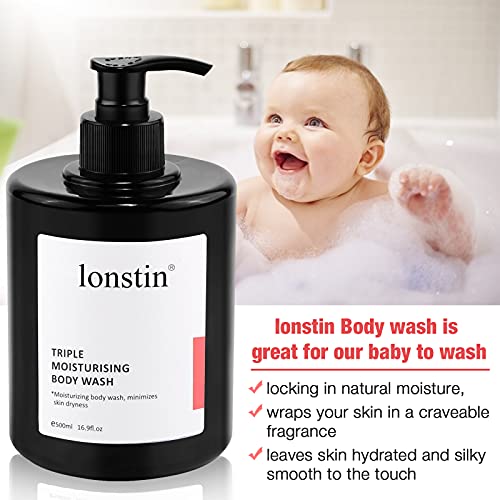 Lonstin Body Wash With Pump Moisturizing Body Wash For Dry Skin Natural Nourishers For Instantly Soft Skin And Lasting Nourishment Deep Moisture Cleanser Effectively Washes Away Bacteria, 16.9 Fl Oz #TOP4