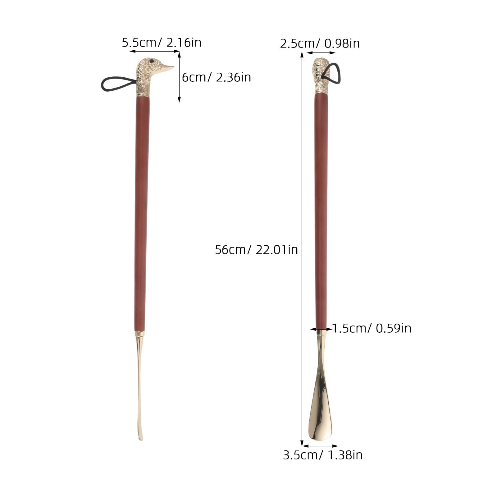 SHINEOFI Calzascarpe Strumento Portatile Design Ergonomico in Metallo e Manico in Legno da 56cm per Anziani e Donne, per Uso Domestico e Viaggi