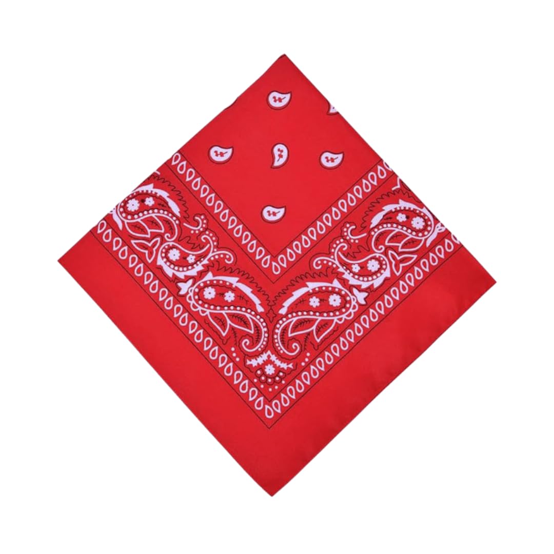 315 Supplies Unisex Red Paisley Bandana - Multifunctional Headwear For Outdoor Adventures 55X55cm - Perfect For Cycling, Hiking, Running, Yoga, Motorcycling, And More (Red)