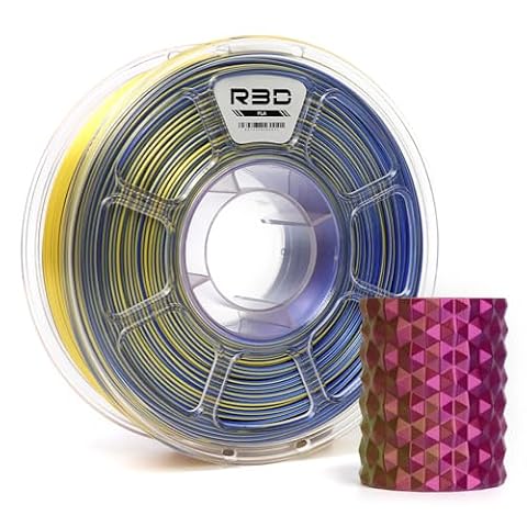 R3D Tri Color Silk PLA 3D Printer Filament Filament, Co-Extrusion, 1.75mm 1KG, 30-370 mm/s High-Speed Printing, 1.75mm, Dimensional Accuracy +/- 0.02 (Silk Red-Yellow-Blue)