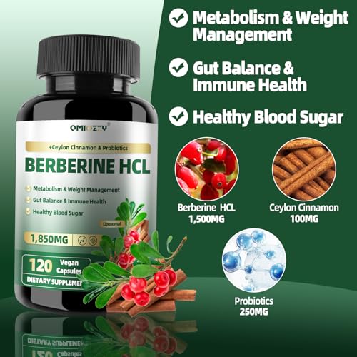 Berberine Supplement 1500mg, Liposomal Berberine with Ceylon Cinnamon & Probiotics for Women, Men, Himalayas Plus Extract, Support Gut Health, Blood Sugar Level Immunity, 60-Day Supply, 120 Capsules - Image 3