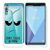 KJYF Coque pour Wiko Y51, 2 Pack Verre trempé Protecteur écran, Transparente Silicone Souple TPU Etui, Antichoc Cover en Protection Case pour Wiko Y51 (5.45') - DU05