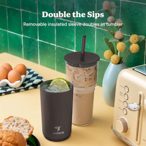 Image of REDUCE Aspen - 20oz Vacuum Insulated Glass Tumbler - Extra Wide Straw & Lid