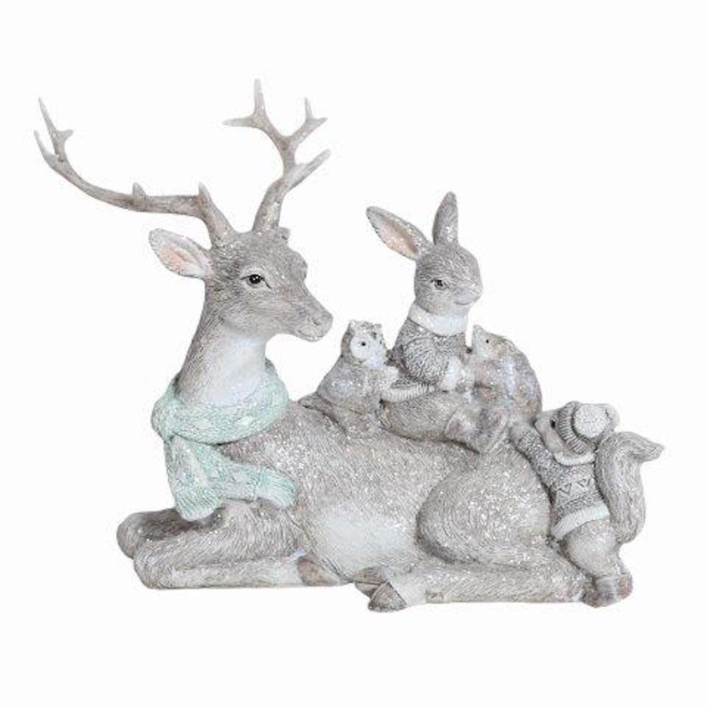 Straits Narural Reindeer Stag Rabbit Owl Squirrel Hedgehog Woodland Animals Figurine Ornament 20Cm Wide