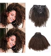 Anrosa Kinky Curly Clip in Hair Extensions Human Hair for Black Women,3C 4A Natural Hair Clip ins...