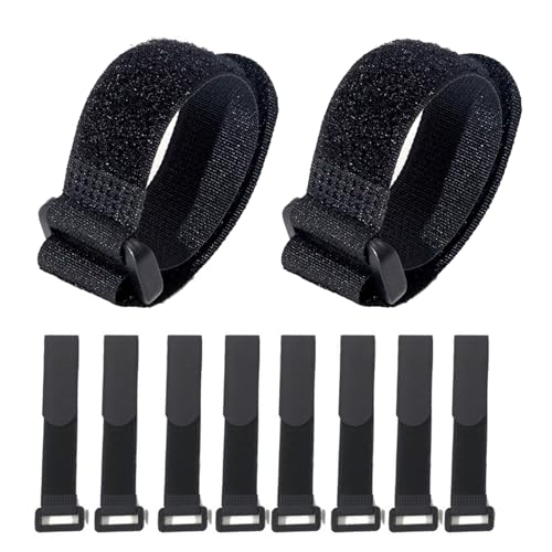 HUAPX Fastening Nylon Strap with Buckle,10Pack Reusable Self-Adhesive Hook and Loop Cable Securing Straps,Adjustable Cinch Straps for Cords Organized and Tidy(1" x 8")