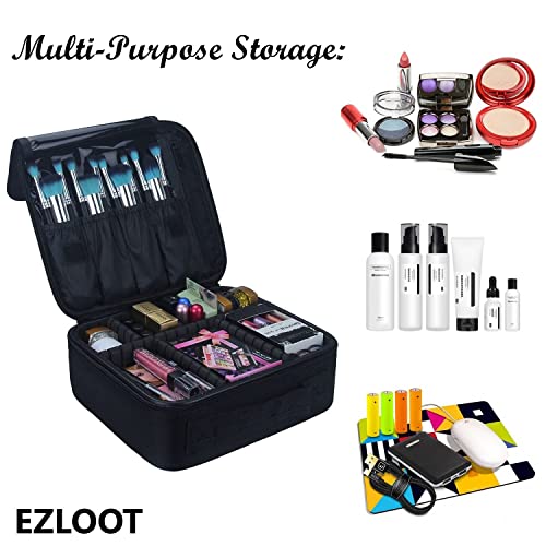 Image of Travel Makeup Case, Professional Cosmetic Train Cases Artist Storage Bag Make Up Tool Boxes Brushes Bags with Compartments Vanity Organizer (10 INCH(1 Layer), Chess Pattern)