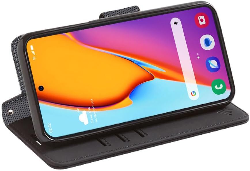 SafeSleeve Wallet Case for Samsung Galaxy S25 Ultra – Vegan Leather Folio with Card Holder, Adjustable Stand, and Slim Protective Cover for Daily Carry (Black)