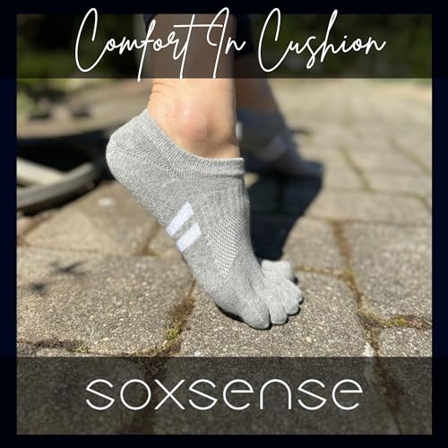 Image of soxsense Cushion No Show Toe Socks For Women Five Finger Socks Low Cut Athletic Running Socks 4 Pairs