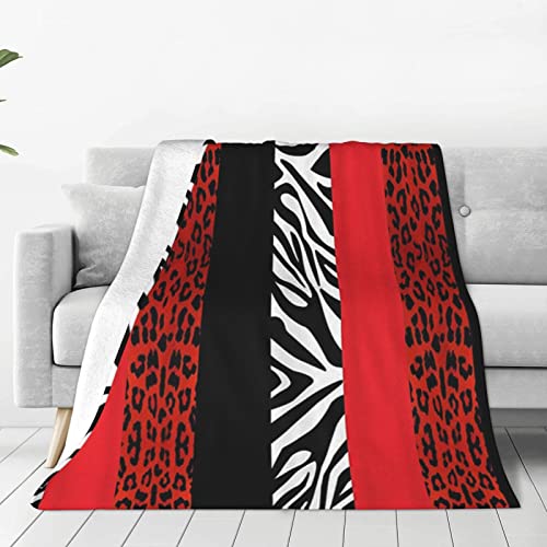 Red Leopard And Zebra Animal Printed Facecloth Fleece Blanket, Super Soft Throw Blanket For Bed Sofa Travel Beach, Suitable For All Seasons #TOP2