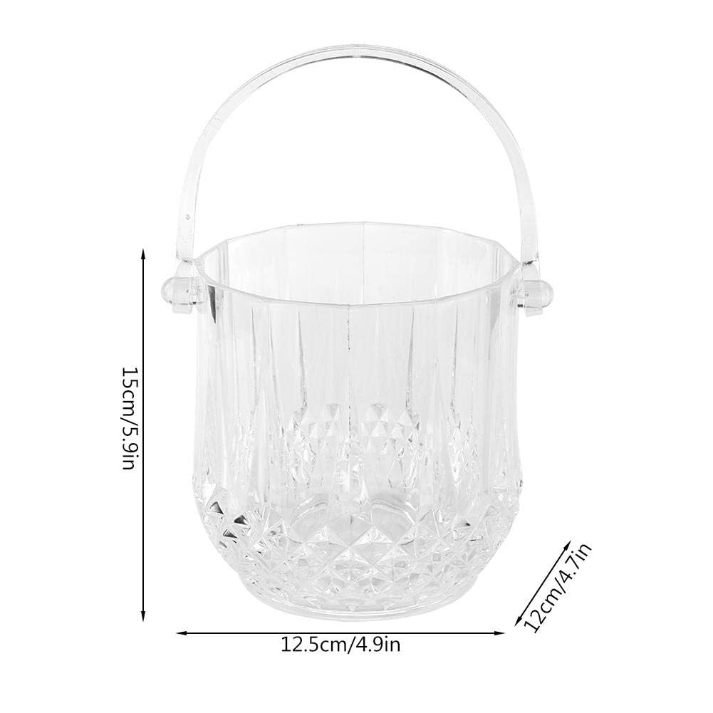 Jerliflyer 1150ml Acrylic ice Bucket,Crystal binaural Small ice Bucket, Clear Beverage Cocktail bar with Handle for KTV Bar Parties use?1pcs?