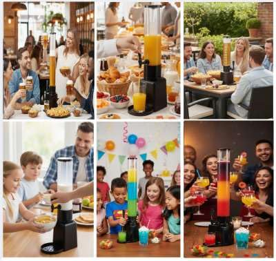 XL Getränkespender + Eiswürfelrohr Bier Wasser Saft Cocktail Party 1,5L oder 3 L BEVD1,5S/3,0S/1,5B/3,0B (Schwarz-Transparent BEVD 3,0 B, 3 Liter)