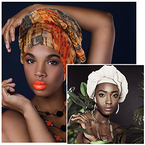 Geyoga 9 Pieces Head Wraps for Black Women Stretchy Turban Scarf Soft Long Scarves Juneteenth Turban Wrap for African Women4