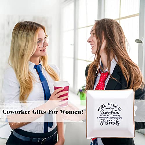 Gifts For Coworker Friends Gifts For Women Ring Dish -"Work Made Us Coworkers, But Our Potty Mouths & Inappropriate Conversations Made Us Friends" Farewell Gifts For Coworkers Workmates Office Gifts #TOP6