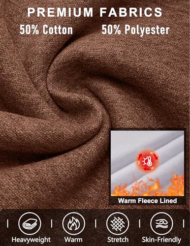 3rd hill Men's Fleece Cargo Sweatpants Loose Fit Cotton Joggers with 5 Pockets Open Bottom for Gym Hiking Casual Wear Brown L — view 5