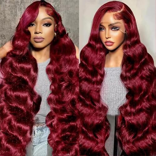 Exquelin Burgundy Lace Front Wigs Human Hair 28 Inch 99j