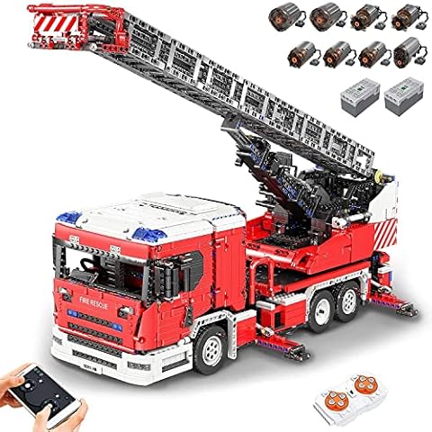 Technic Fire Truck Model Building Set with 2.4G Remote Control and 8 Motors, 4886 Pieces Compatible with Lego Technic Fire Engine Cover