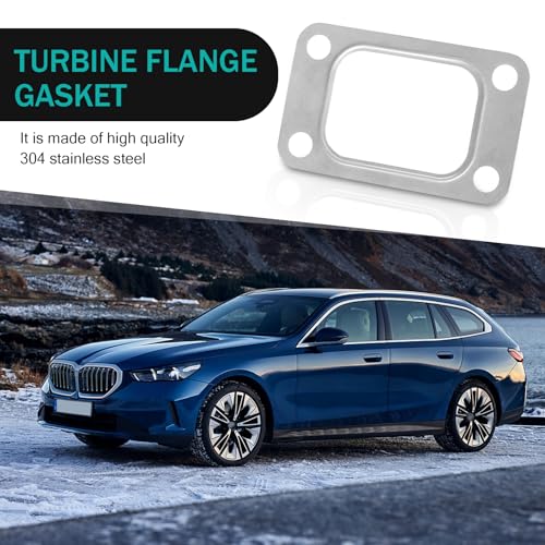 Image of 2 PCS Car T3 Turbine Flange Gasket, Stainless Steel 4-Hole T3 T34 T35 T38 GT35 GT35R Turbocharger Intake Manifold Flange Gasket, Replacement Accessories, Suitable for Most Cars (Silver)