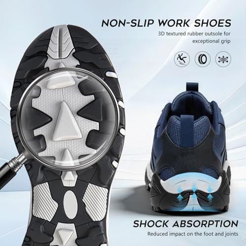 Image of Hogent Steel Toe Shoes for Men Lightweight Comfortable Non Slip Work Shoes Women Puncture Proof Safety Sneakers for Industrial Construction & Daily Life