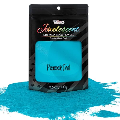 U.S. Art Supply Jewelescent Mica Pearl Pigment Powder, Peacock Teal 3.5 oz (100g) Pouch - Cosmetic Grade, Epoxy Resin Color Pigment, Mica Powder for Resin, Soap, Slime, Candle Dye, Art, Crafts
