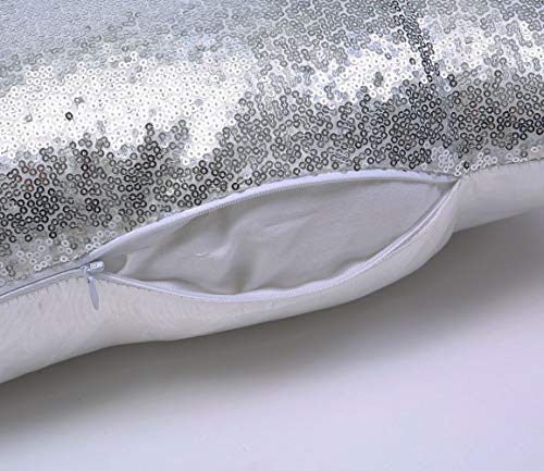 Poise3Ehome J-SPC2-SILV-18X18 18X18Inches Sequin Throw Pillow Covers Silver Decorative Pillow Cases thumb #3