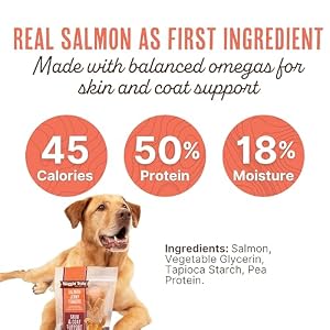 Waggin' Prepare Salmon Jerky Tenders for Pores and skin & Coat Assist for Canines - 12 oz Pouch - Grain Free, Excessive Protein Canine Deal with Waggin’ Prepare Salmon Jerky Tenders for Pores and skin & Coat Assist for Canines – 12 oz Pouch – Grain Free, Excessive Protein Canine Deal with