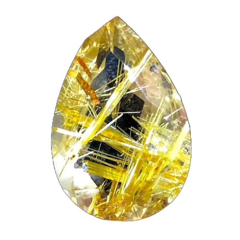 Pierre rutile dorée en poire 20x14mm pour bague haute joaillerie