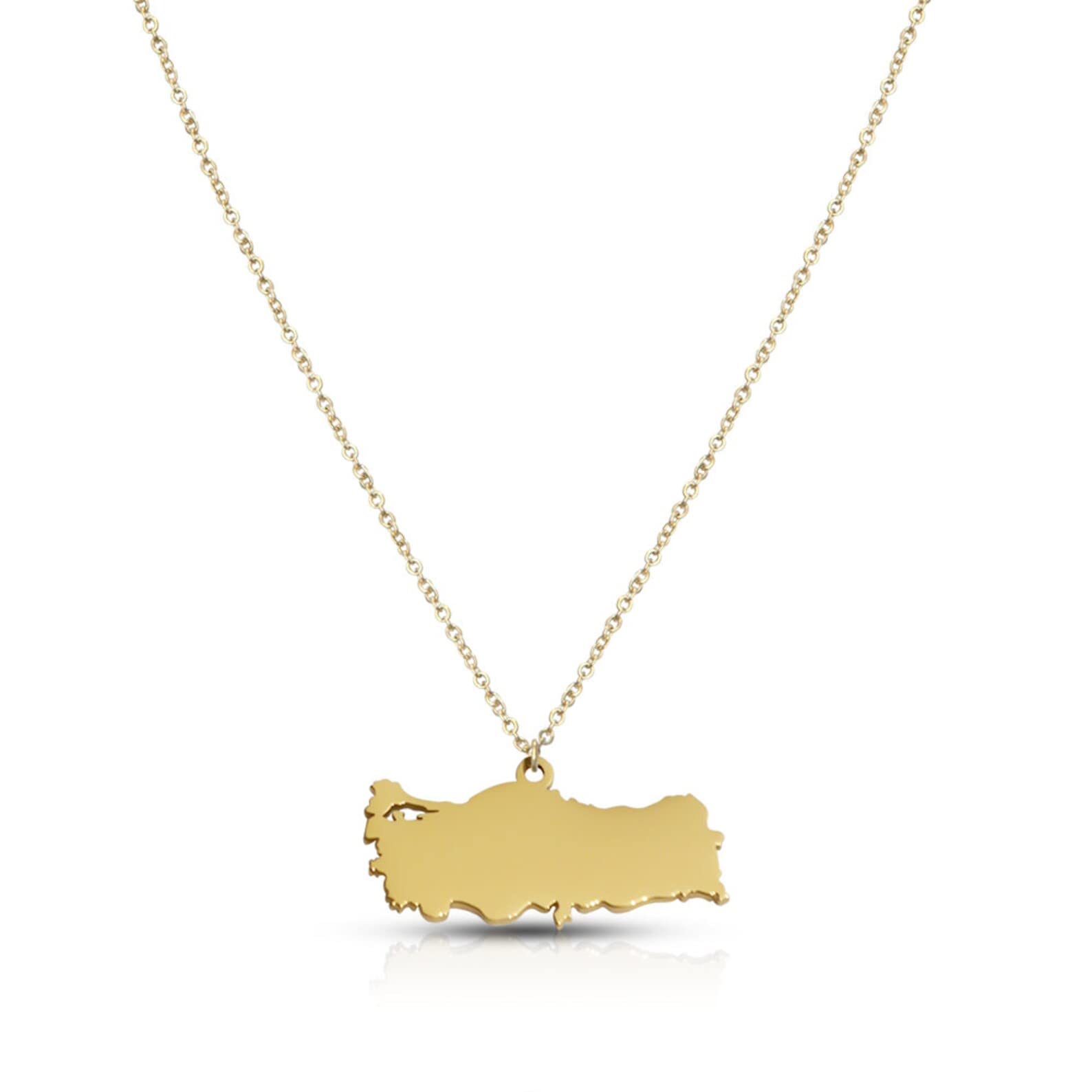 QuinckoAfrica Necklace Stainless Steel with 18K Gold-Plated Africa Map Necklace for Men and Women, Gold