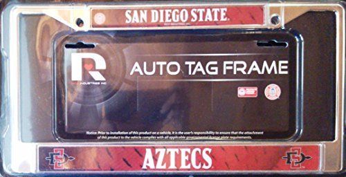 Rico Industries NCAA San Diego State Aztecs 12" x 6" Silver Chrome Frame W' Decal Insert Car/Truck/SUV Auto Accessory