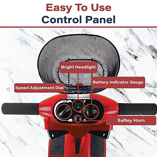 Zipr 3-Wheel Mobility Scooter - Folding Electric Motorized Wheelchair - Mobility Scooters For Seniors, Travel, Adults, Elderly, Handicapped - Power Extended Battery - Charger And Metal Basket Included #TOP5