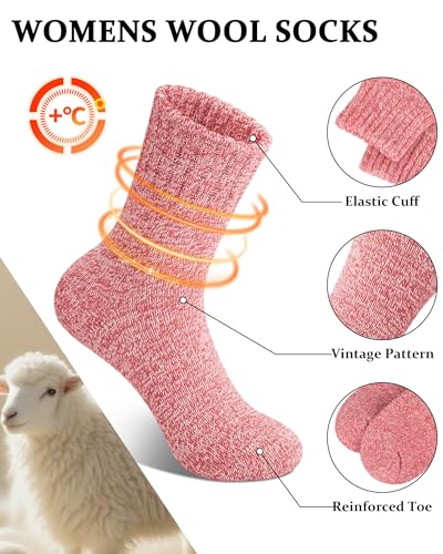 Image of Loritta Wool Socks for Women, Winter Warm Hiking Boot Socks Gifts