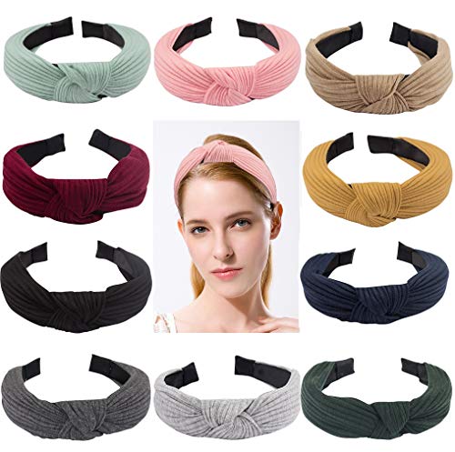 ANBALA Knot Wide Headbands for Women Girls, 10 Pcs Solid Color Hair Bands Accessories for Women Girls