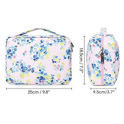 Image of Hanging Travel Toiletry Bag Cosmetic Make up Organizer for Women and Girls Waterproof (Pink Flower)