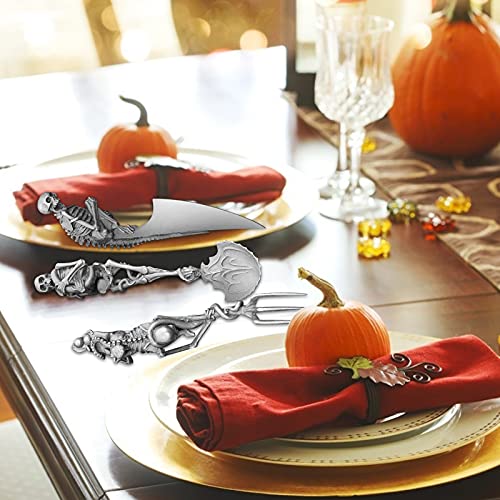 3Pcs Cup Dinnerware Set Includes Fork Knife Spoon Skeletal Tableware, Made Of Durable Metal, Kitchen Utensils Skull Cutlery Halloween Decoration Gift For Kids (Silver, 3Pc) #TOP5