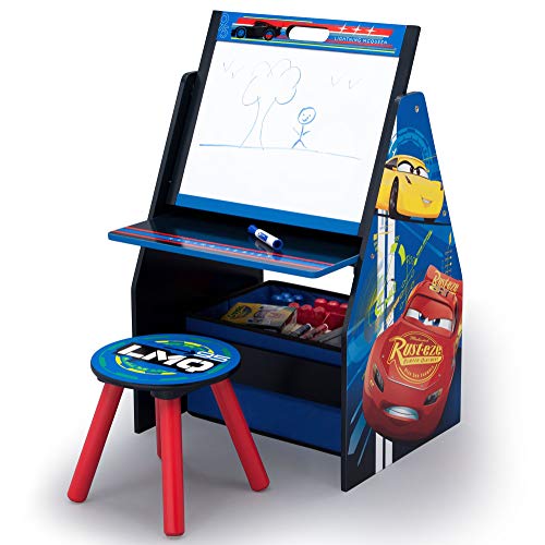 Image of Delta Children Kids Easel and Play Station - Ideal for Arts & Crafts, Drawing, Homeschooling and More, Disney /Pixar Cars